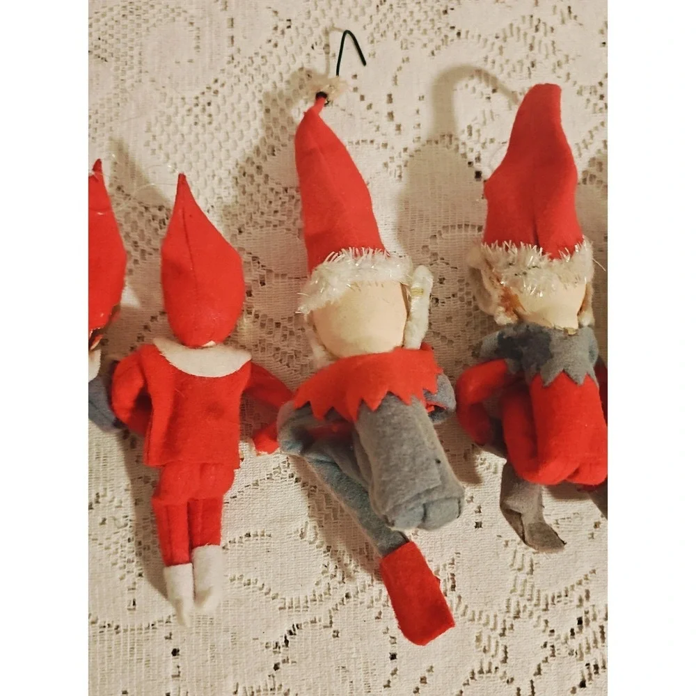 (Lot of 6) Vintage Elves  Knee Hugger Elf  Clown Elf  Japan Mcm Christmas